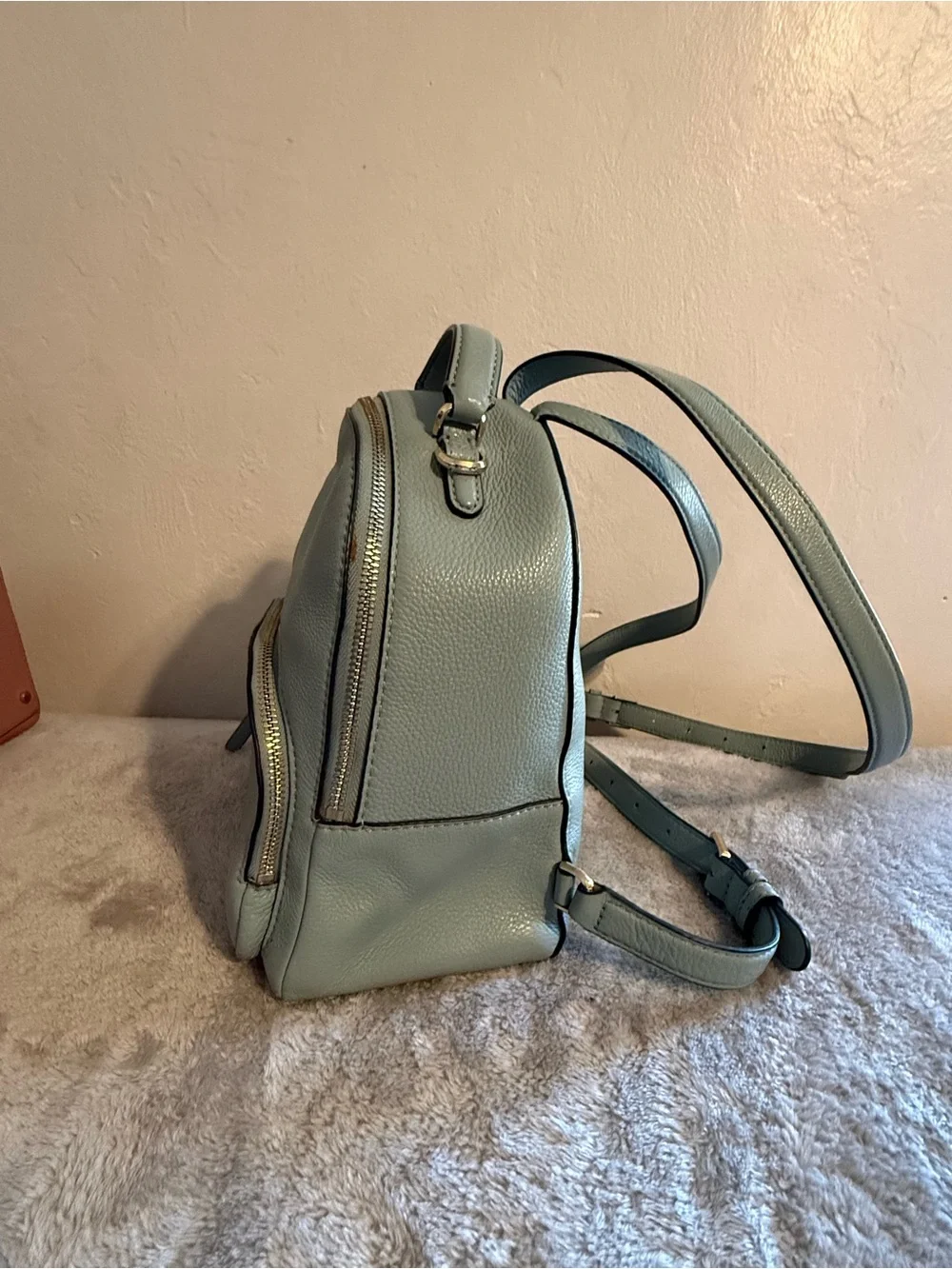 kate spade Mini Pebbled Leather Backpack in Sage
